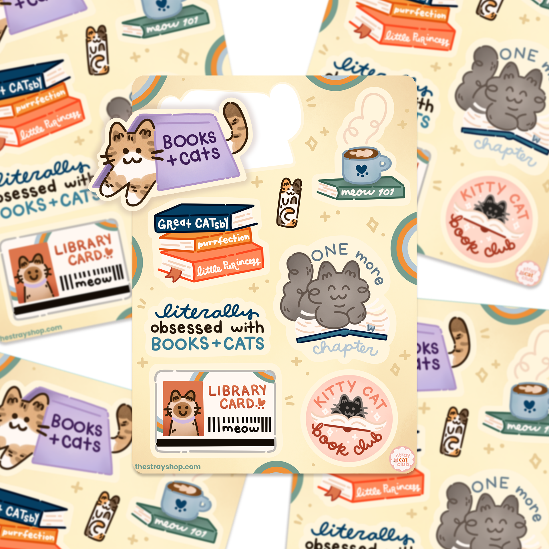 Purrrfect Sticker Purrfect Reads Sticker Sheet | Weatherproof, Dishwasher Safe, Vinyl Cat ...
